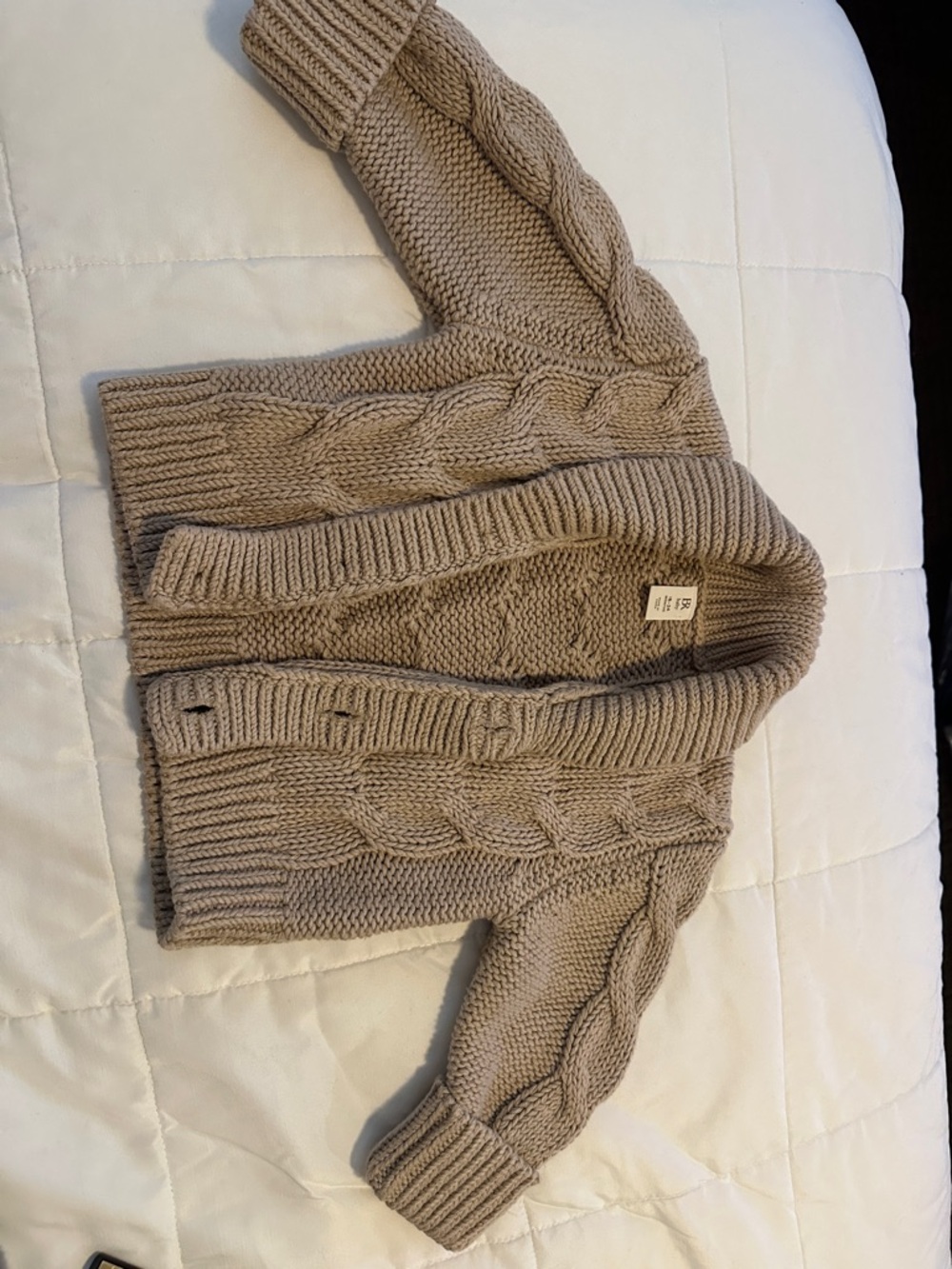 Banana Republic Taupe Cable Knit Open-Front Cardigan